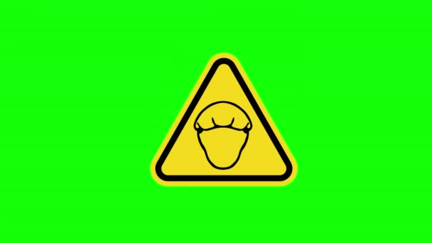 Gelbes Dreieck Wear Hairnet Symbol Zeichen Icon Konzept Animation Mit — Stockvideo