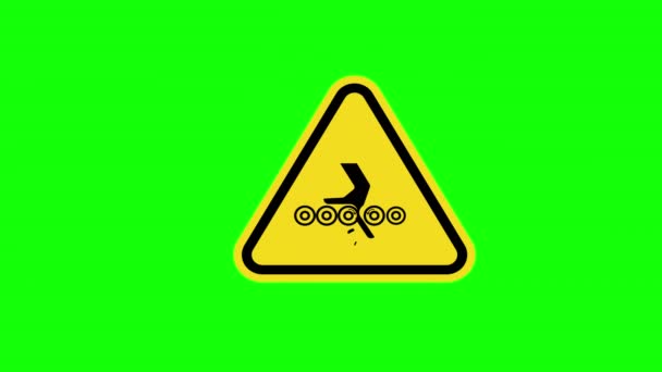 Gul Trekant Forsiktig Advarsel Håndengasjement Symbol Tegn Ikon Konsept Animasjon – stockvideo