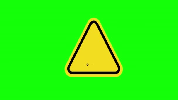 黄色い三角形の注意警告 コンベヤーからの落下の危険 シンボル アルファチャンネルが付いているアイコンの概念アニメーション — ストック動画