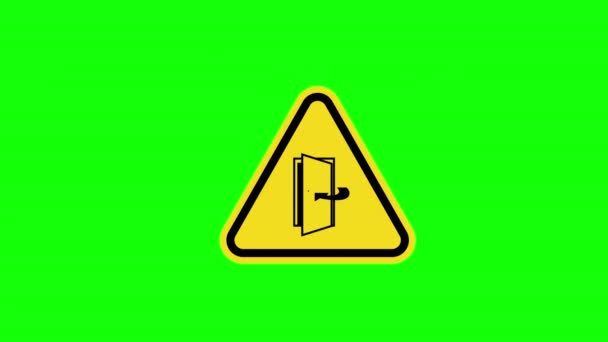 Sarı Üçgen Uyarısı Kapı Kapalı Şaret Simgesi Simgesini Alfa Kanallı — Stok video