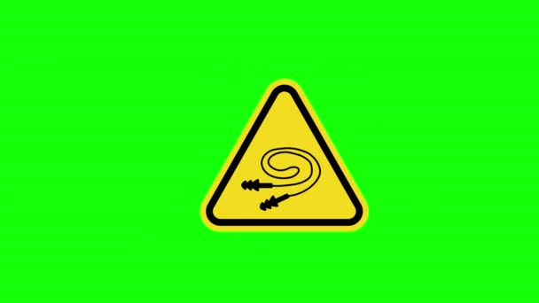 Предупреждение Желтого Треугольника Предупреждение Ношении Затычка Знак Знака Анимации Альфа — стоковое видео