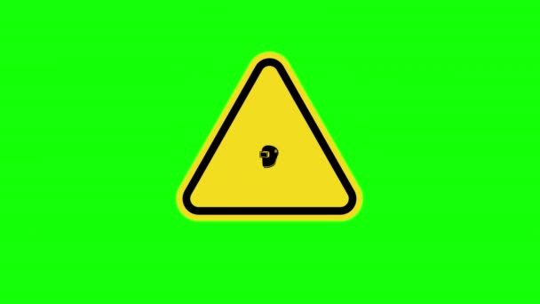 Una Advertencia Triángulo Amarillo Precaución Desgaste Casco Soldadura Icono Signo — Vídeos de Stock