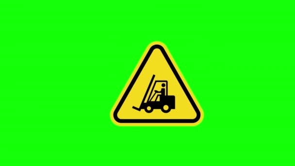 Triângulo Amarelo Aviso Precaução Empilhadeira Operação Símbolo Ícone Sinal Animação — Vídeo de Stock