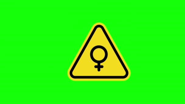 Жовтий Трикутник Жіночий Символ Значок Концепції Анімації Альфа Каналом — стокове відео