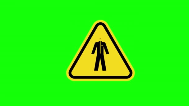 Seguridad Triángulo Amarillo Traje Protector Signo Símbolo Icono Concepto Animación — Vídeo de stock