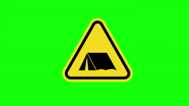 Żółty Trójkąt Uwaga Ostrzeżenie Obóz Wypoczynkowy Symbol Sign Icon Concept — Wideo stockowe