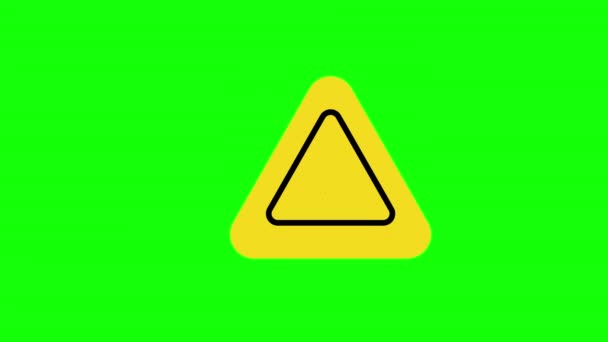 Sárga Háromszög Figyelmeztetés Vigyázat Kézzúzás Jelzés Ikon Koncepció Animáció Alfa — Stock videók
