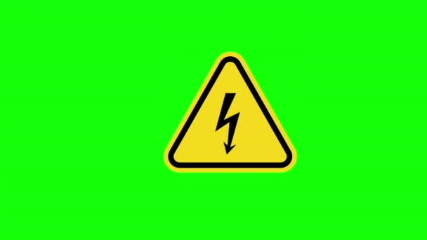 Желтый Треугольник Предупреждение Предупреждение Предупреждение Опасность Высокое Напряжение Символ Значка — стоковое видео