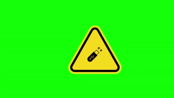 Żółty Trójkąt Ostrzeżenie Usb Flash Drive Symbol Sign Icon Concept — Wideo stockowe