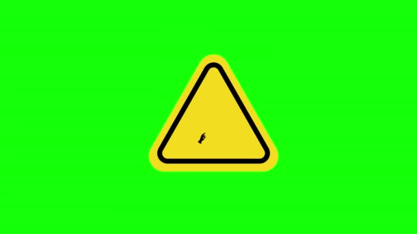 Κίτρινο Τρίγωνο Προειδοποίηση Προσοχή Κίνδυνος Lightning Electric Fence Σύμβολο Sign — Αρχείο Βίντεο