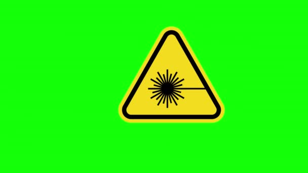 黄色三角形警告警告危险激光危险符号符号符号符号动画与阿尔法通道 — 图库视频影像