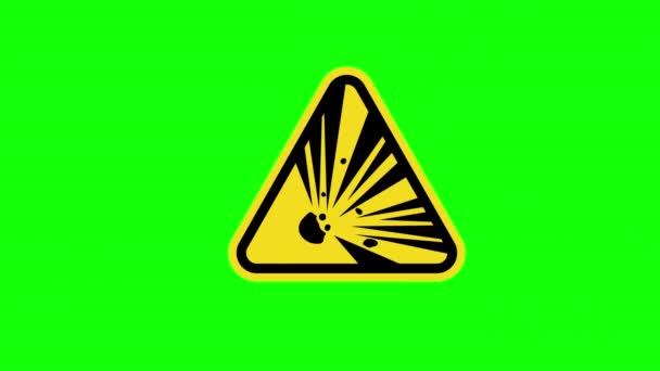 Triângulo Amarelo Aviso Precaução Aviso Explosivos Símbolo Símbolo Ícone Conceito — Vídeo de Stock