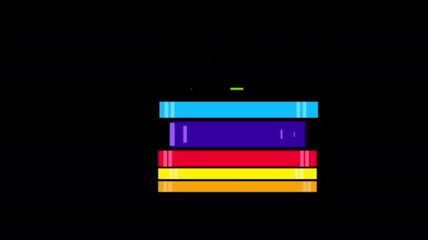 Lärobok Stack Ikon Koncept Loop Animation Video Med Alfa Kanal — Stockvideo