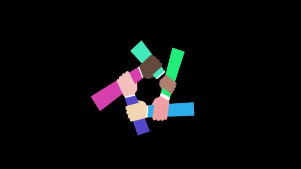Vänskap Hand Tillsammans Ikon Koncept Loop Animation Video Med Alfakanal — Stockvideo