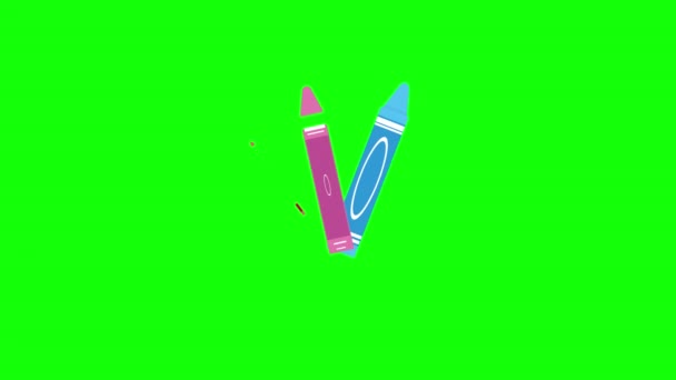 Eine Gruppe Von Buntstift Icon Konzeptschleifen Animationsvideo Mit Alphakanal — Stockvideo