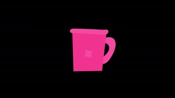 Becher Glas Liquid Icon Konzept Loop Animationsvideo Mit Alpha Kanal — Stockvideo