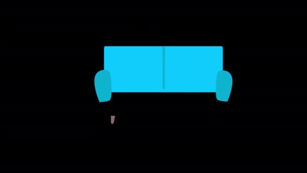 Een Blauwe Bank Met Benen Pictogram Concept Lus Animatie Video — Stockvideo