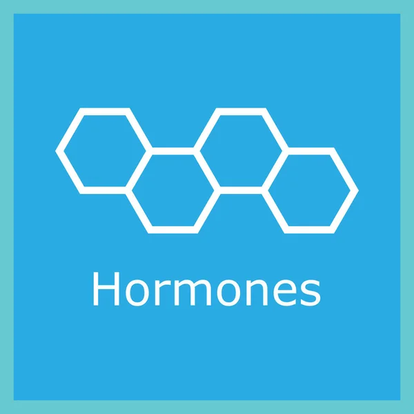 Hexagones Color Icono Hormonas Vectoriales Sobre Fondo Azul Para Concepto — Archivo Imágenes Vectoriales