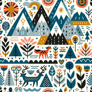 Noel simgeleri, geometrik desenli ambalaj kağıdı, arkaplan, duvar kağıdı. Tatil sezonu, moda, soyut tasarım. Vektör