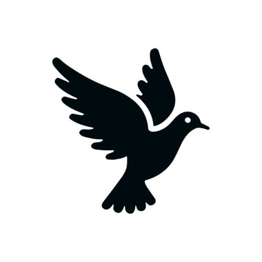 Posta güvercini ikon taşıyıcısı, düz tabela doldurulmuş, beyaz üzerine izole edilmiş. Güvercin sembolü, logo