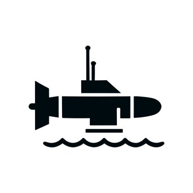 Askeri denizaltı ikonu. Nakliye elemanları. Kaliteli grafik tasarımı