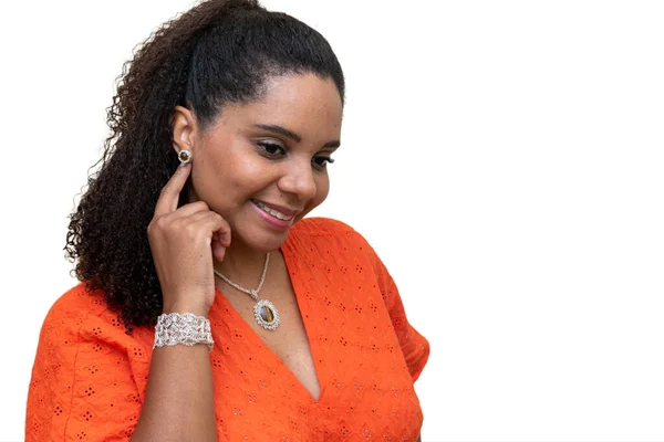 Schwarze Brasilianische Geschäftsfrau Isoliert Auf Weißem Hintergrund — Stockfoto