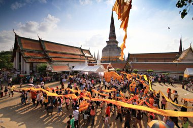 Nakhon Si Thammarat, Thailand - February 18, 2011: International Makha Puja Parade of Hae Pha Khuen That Festival at Nakhon Si Thammarat  clipart