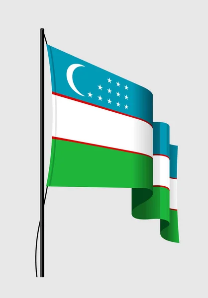 Developing flag of Uzbekistan on a gray background in vector EPS 10