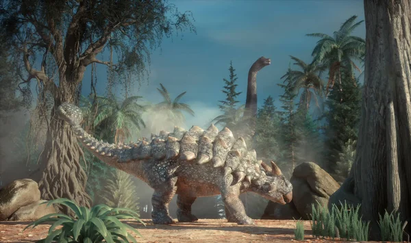 Ankylosaurus Skogen Detta Render Illustration — Stockfoto
