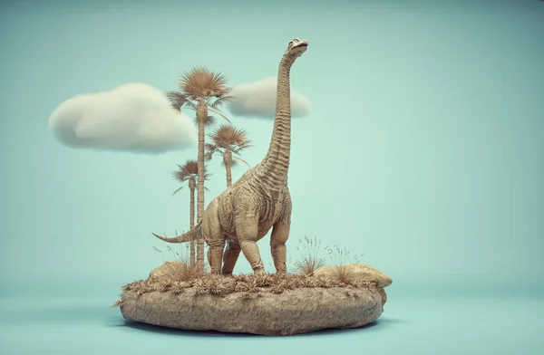 Konceptualna Scena Prezentacji Brachiozaura Żyją Końca Jurajskiego Jest Ilustracja Renderowania — Zdjęcie stockowe