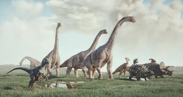 Виды Динозавров Природе Render Illustration — стоковое фото