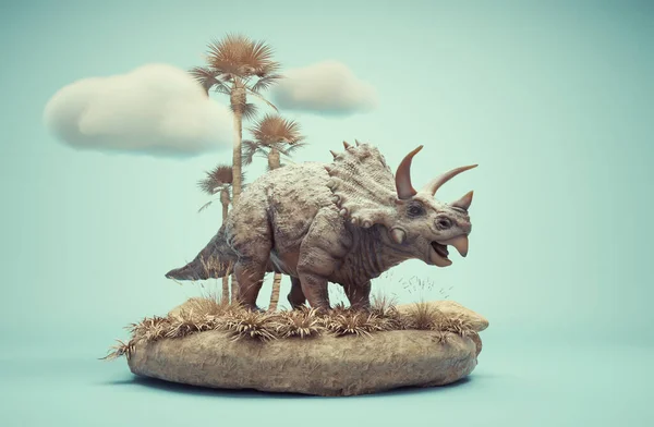 Konzeptionelle Präsentationsszene Eines Triceratops Lebte Während Der Späten Kreidezeit Dies — Stockfoto