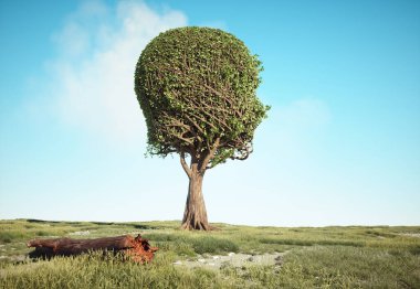 Colorful tree shaped as a human head. Self development and growth concept. This is a 3d render illustration.