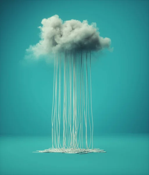 Cloud Flowing Wires Hidden Connections Relationships Concept Render Illustration — Foto de Stock