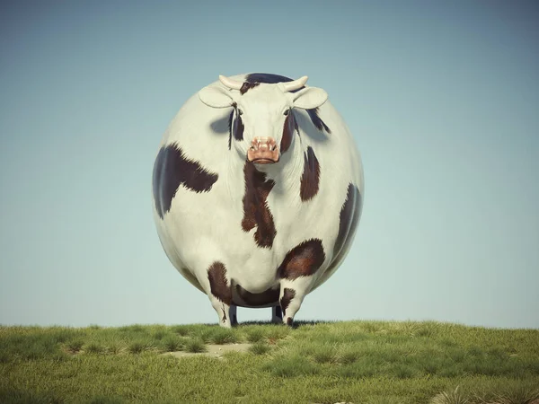 Σουρεαλιστική Υπερμεγέθη Αγελάδα Στο Γρασίδι Πλούτος Και Επενδυτική Έννοια Αυτή Εικόνα Αρχείου