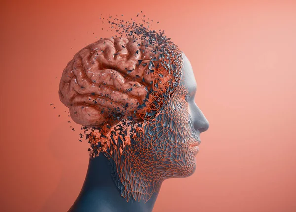 Profil Ludzkiej Głowy Mózg Środku Pomieszanie Burza Mózgów Jest Ilustracja — Zdjęcie stockowe