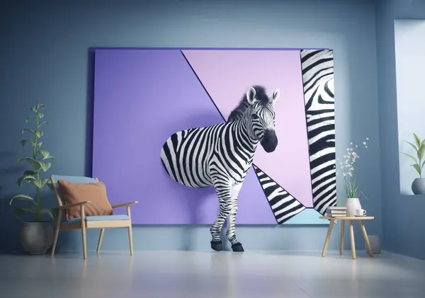 Zebra Geht Aus Einem Abstrakten Gemälde Künstliche Intelligenz Und Kreativitätskonzept — Stockfoto
