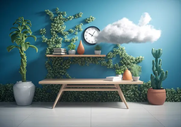 Konzeptioneller Innenraum Mit Grünen Pflanzen Dies Ist Eine Darstellung — Stockfoto