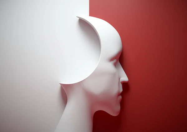 Surreal Human Head Weakness Mindset Concept Render Illustration — Stock Photo, Image
