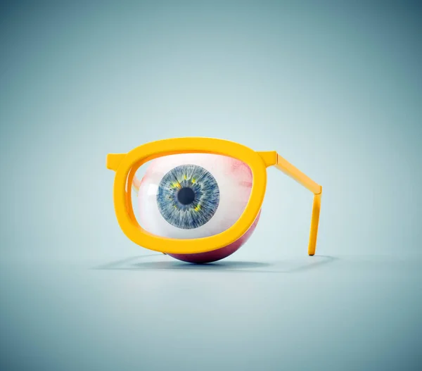 One Eyeball Spectacles Ophthalmology Vision Concept Render Illustration — Stock Photo, Image