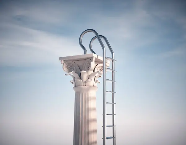 Romeinse Zuil Met Zwembadladder Toegang Tot Kennis Onderwijs Dit Een Stockfoto