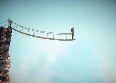 İp köprüsünün ikiye bölündüğü gerçeküstü sahne çıkmaz sokak ya da imkansız durum kavramını ortaya koyuyor. Bu bir 3D RENDER BÖLÜMÜ.