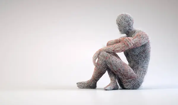 抽象的なポーズをする人 ユニークさと複雑さの概念 これは3Dレンダリングイラストです ロイヤリティフリーのストック写真