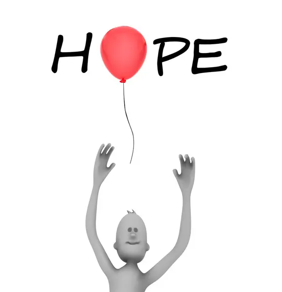 Human Character Word Hope Render Illustration — Stock Photo, Image