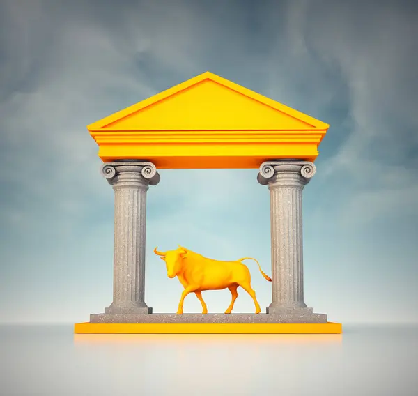 Taureau Colonnes Romaines Symbole Des Finances Des Banques Ceci Est Photos De Stock Libres De Droits
