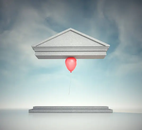 Balão Que Suporta Uma Estrutura Romana Vez Uma Coluna Conceito Fotos De Bancos De Imagens