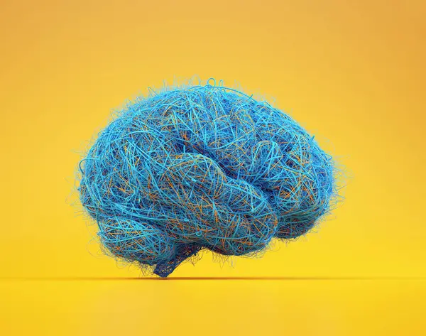 Kablodan Yapılmış Beyin Beyin Fırtınası Konsepti Bir Render Bölümü Stok Fotoğraf