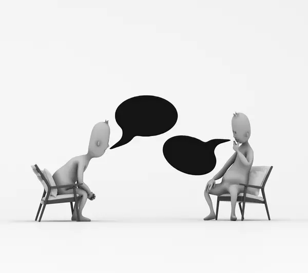 Два Человеческих Персонажа Разговаривают Концепция Общения Диалога Render Illustration Стоковая Картинка