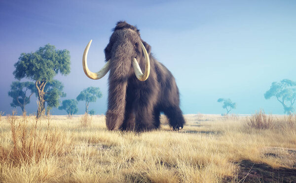 Mammoth in nature. This is a 3d render illustration