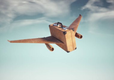 Bir uçak gibi bagajlar. Bu 3 boyutlu bir çizim..